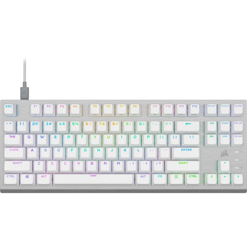 Corsair K60 PRO TKL RGB Tenkeyless Optical-Mechanical Gaming Keyboard — CORSAIR OPX Switch - White Color CH-911D11A-NA