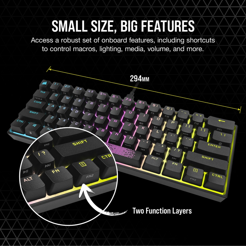 Corsair K65 RGB MINI 60% Mechanical Gaming Keyboard CH-9194010-NA