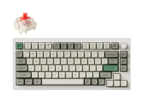 Keychron Q1 Max QMK/VIA Wireless Custom Mechanical Keyboard -Shell White (Red) (KC-Q1M-P1)