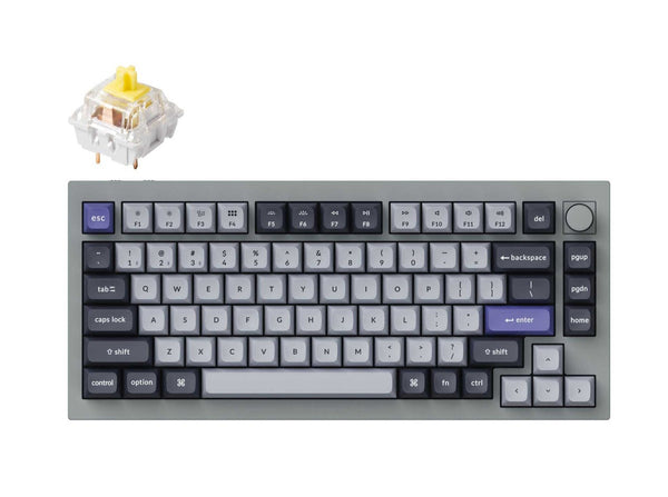 Keychron Q1 Pro QMK/VIA Wireless Custom Mechanical Keyboard -Silver Grey (Banana) (KC-Q1P-N4)