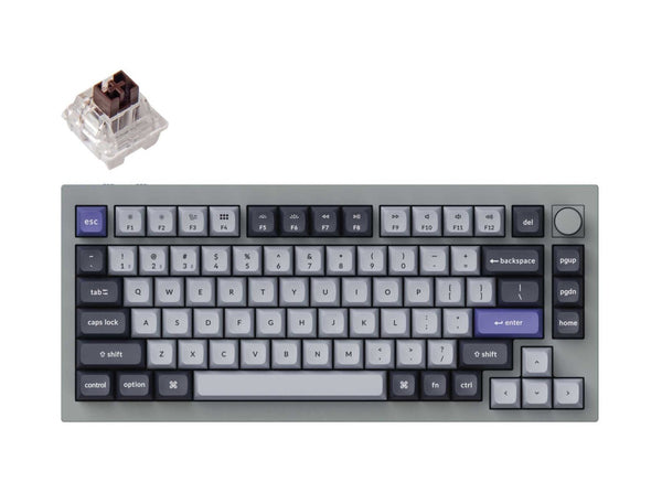 Keychron Q1 Pro QMK/VIA Wireless Custom Mechanical Keyboard -Silver Grey (Brown) (KC-Q1P-N3)