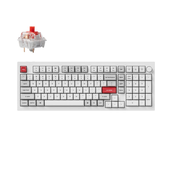 Keychron Q5 Pro QMK/VIA Wireless Custom Mechanical Keyboard -Shell White (Red) (KC-Q5P-P1)