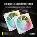 Corsair iCUE LINK LX140 RGB Starter Kit White 140mm PWM PC Case Fan Dual Pack (2件裝) (CO-9051032-WW)
