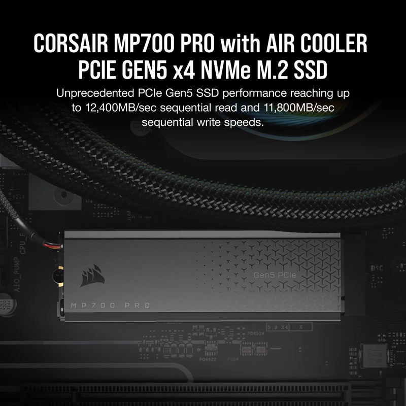 Corsair 2TB MP700 PRO CSSD-F2000GBMP700PRO with Air Cooler PCIe Gen5 x4 NVMe 2.0 M.2 SSD