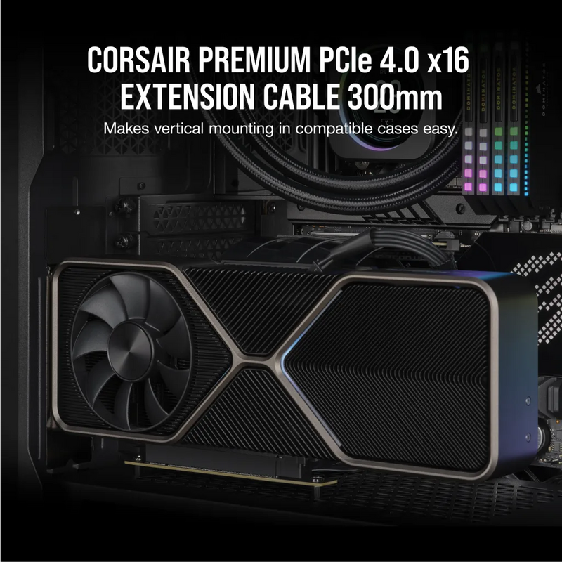CORSAIR Premium PCIe 4.0 x16 Extension Cable, 300mm (CC-9310001-WW)