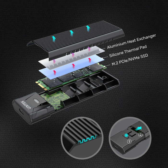 UNITEK S1203ABK SolidForce Lite USB-C to NVMe M.2 SSD 10Gbps Hard Drive Enclosure 785-2626