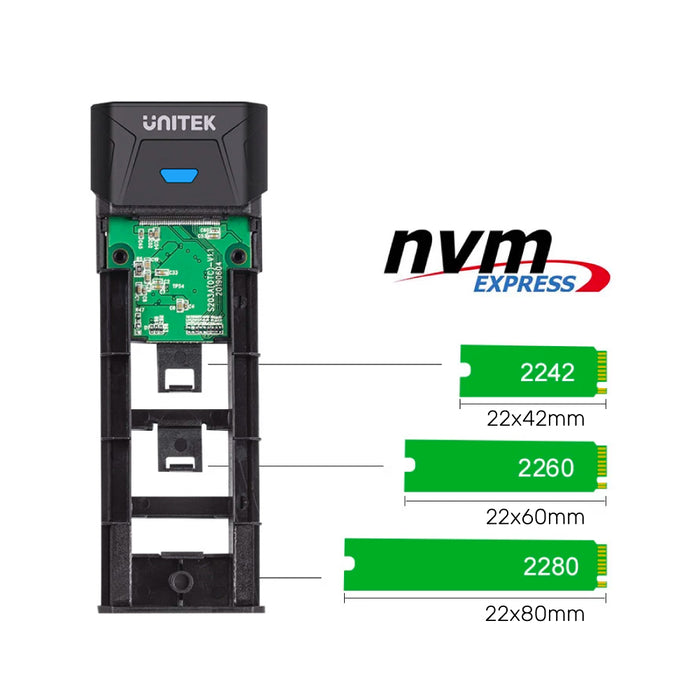 UNITEK S1203ABK SolidForce Lite USB-C to NVMe M.2 SSD 10Gbps Hard Drive Enclosure 785-2626