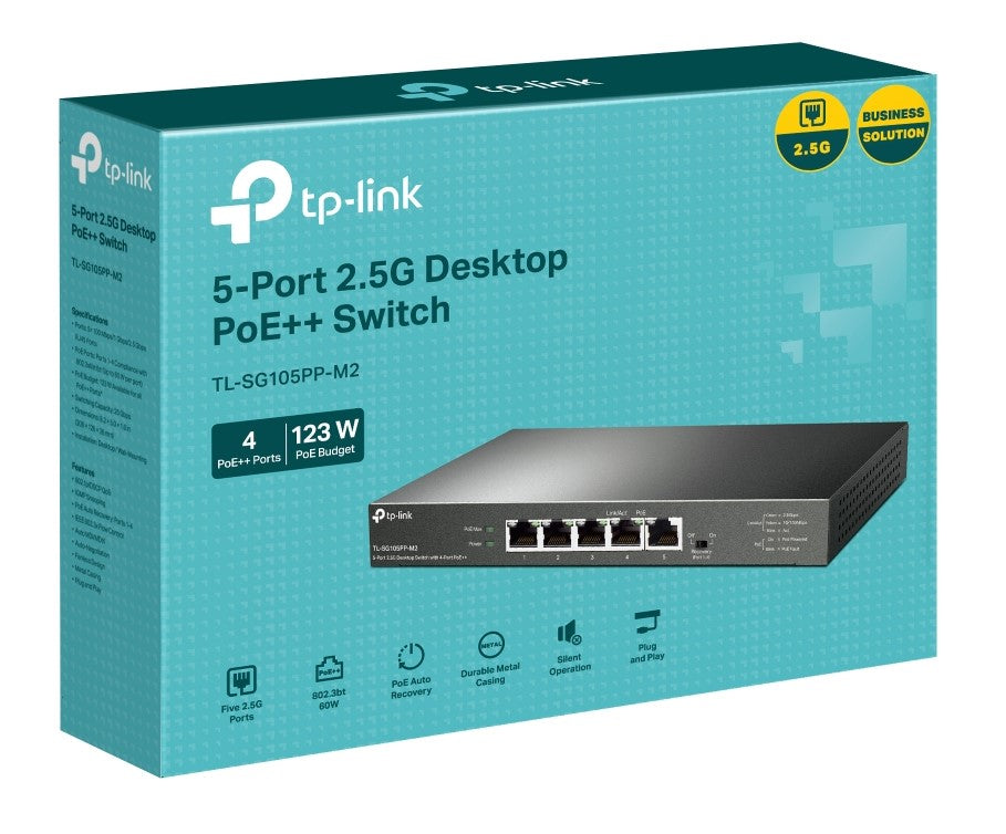 TP-Link 5-Port PoE+ Switch 2個 TP-Link TL-SG105PP-M2 5-Port 2.5G Desktop Switch with 4-Port PoE++ (12