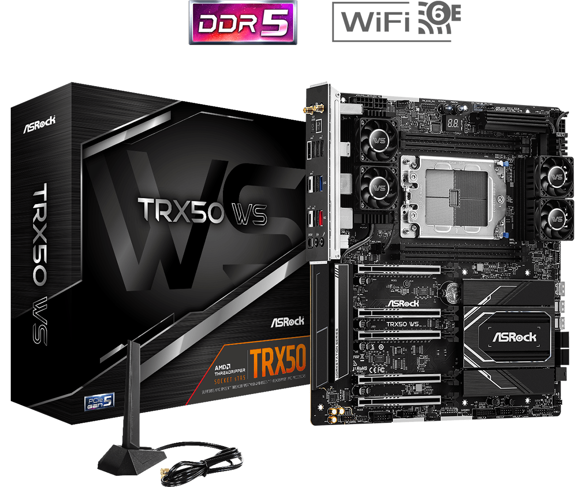 ASRock TRX50 WS DDR5,AMD Socket sTR5 EATX Motherboard ASRock TRX50 WS DDR5,AMD Socket sTR5 EATX Motherboard