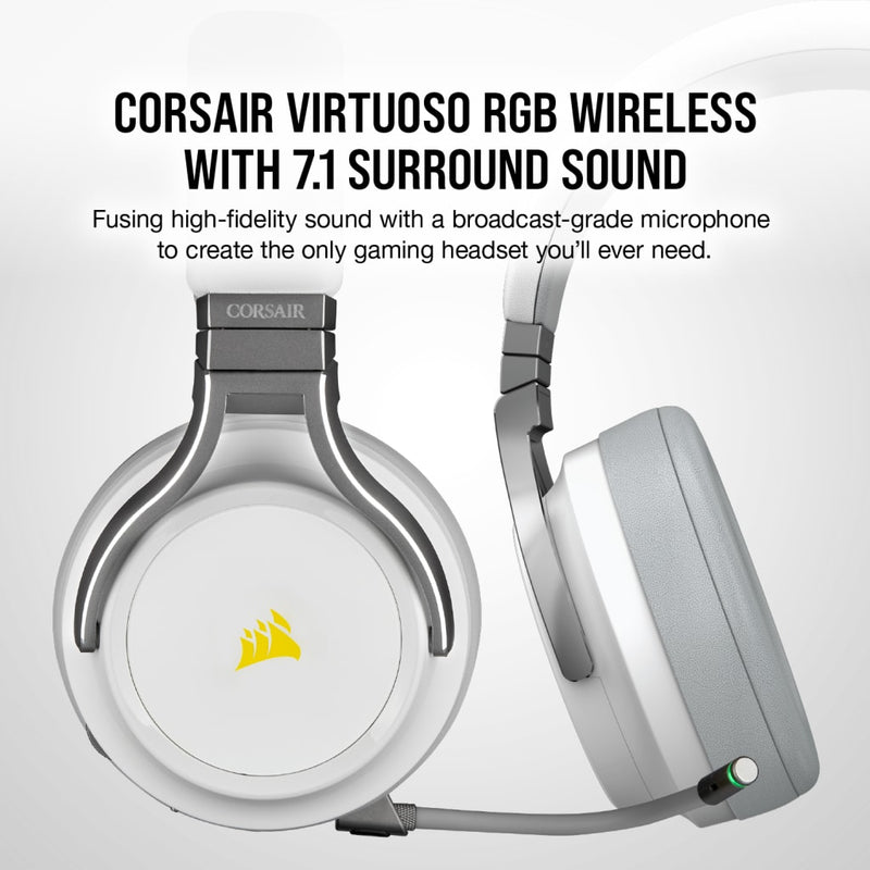 Corsair VIRTUOSO RGB WIRELESS High-Fidelity Gaming Headset - White CA-9011186-AP