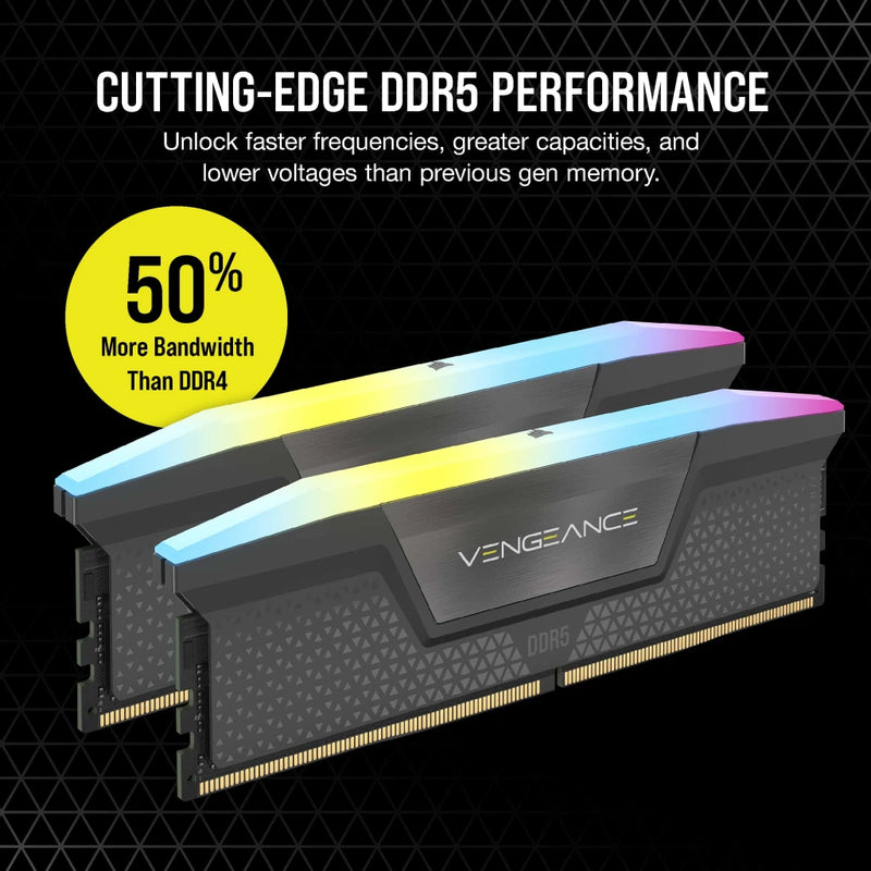 CORSAIR 32GB Kit (2x16GB) VENGEANCE RGB CMH32GX5M2B5600Z40 DDR5 6000MHz AMD EXPO Memory