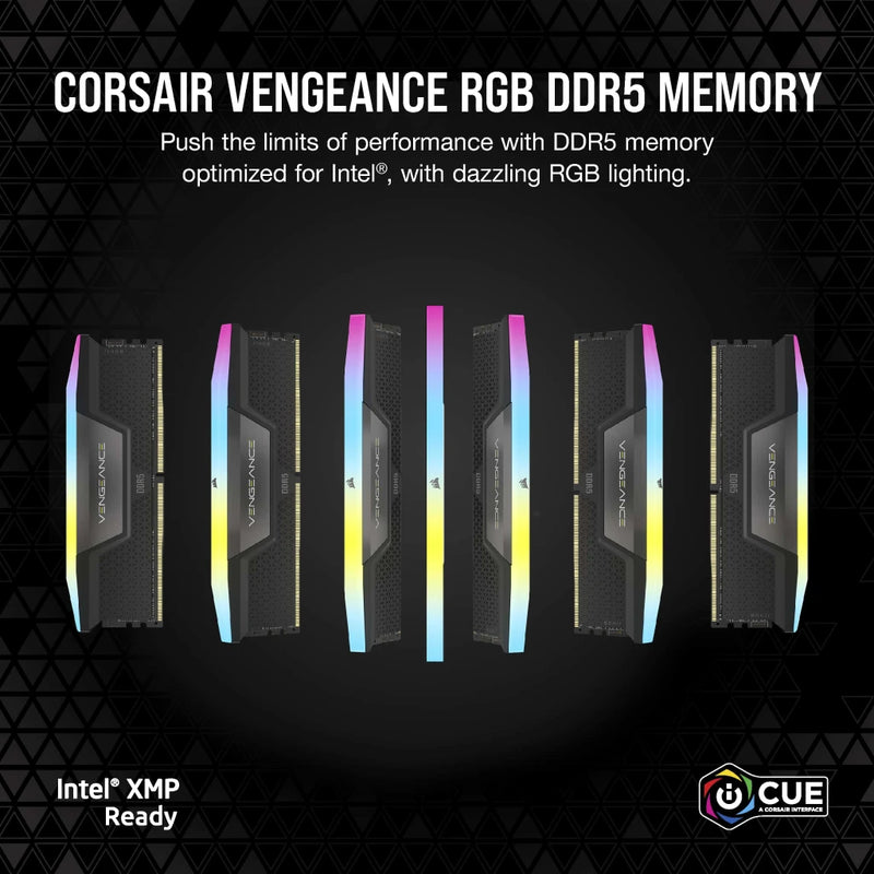 CORSAIR 64GB Kit (2x32GB) VENGEANCE RGB CMH64GX5M2B5600C40 DDR5 5600MHz Memory
