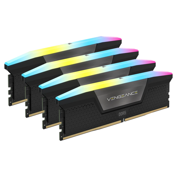 CORSAIR 128GB Kit (4x32GB) VENGEANCE RGB CMH128GX5M4B5600C40 DDR5 5600MHz Memory