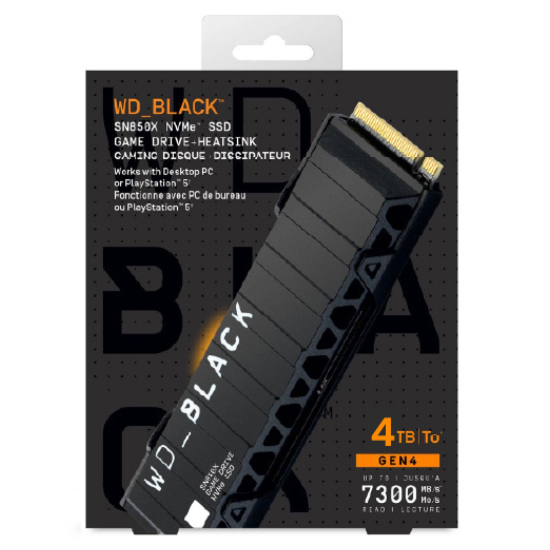 WD_BLACK 4TB SN850X w/Heatsink WDS400T2XHE M.2 2280 PCIe Gen4 x4 SSD