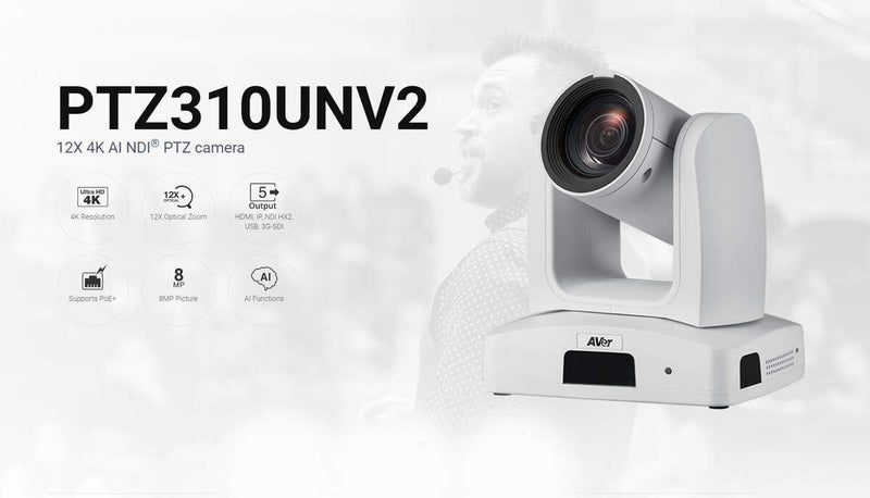 AVerMedia 8 Megapixels 4K Exmor CMOS Camera w/12x Optical Zoom (AVER-PTZ310UNV2) * Support NDI/HX