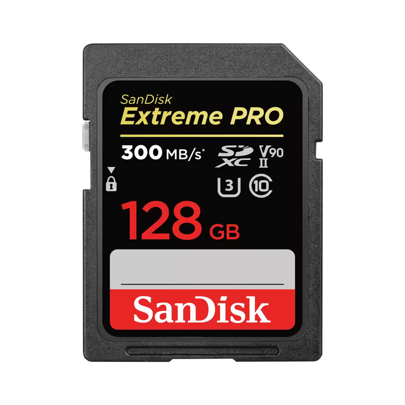 SanDisk 128GB Extreme Pro SDXC (V90, UHS-II/U3, CL10, 300R/260W MB/s) SDSDXDK-128G-GN4IN 772-4481