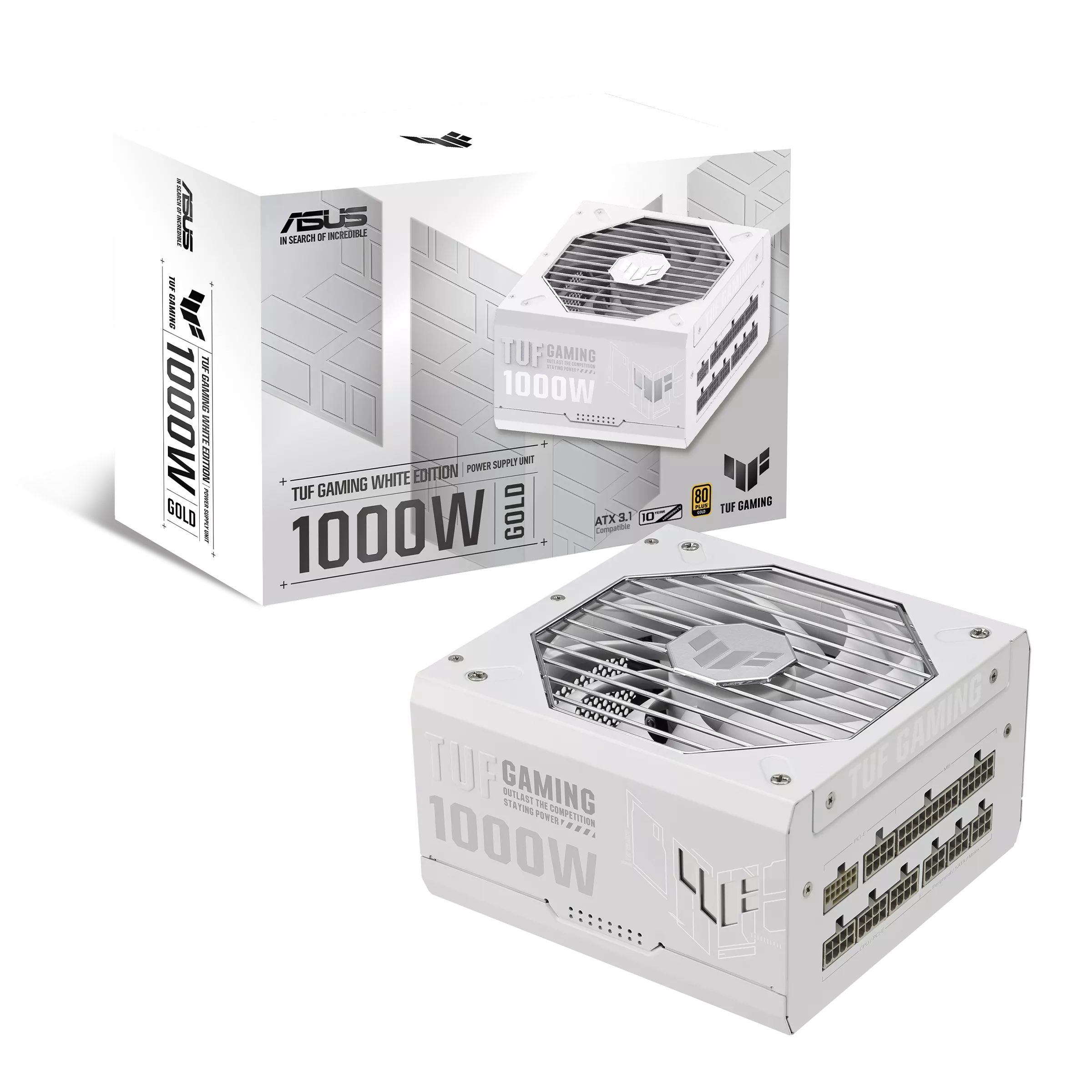 ASUS 1000W TUF-GAMING-1000G-WHITE 白色ATX 3.1 80Plus Gold Full Modular