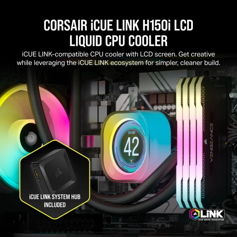 CORSAIR iCUE LINK H150i LCD 360mm Liquid CPU Cooler CW-9061008-WW