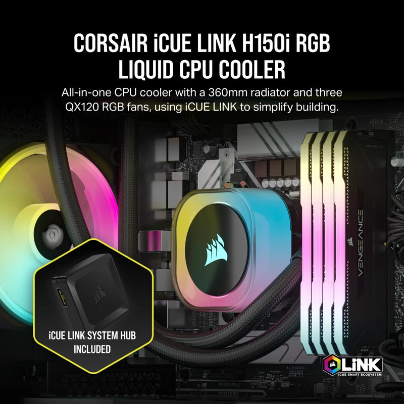CORSAIR iCUE LINK H150i RGB 360mm Liquid CPU Cooler CW-9061003-WW