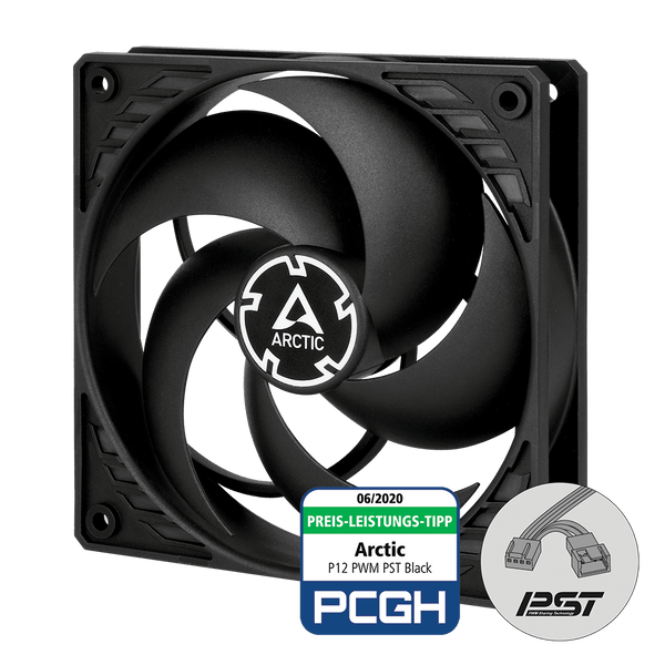 ARCTIC P12 PWM PST A-RGB 0dB 3 pcs value pack Black 120mm Case Fan