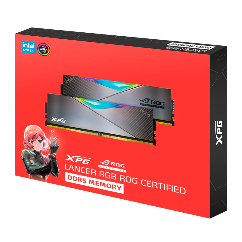 ADATA 32GB Kit (2x16GB) XPG LANCER RGB ROG CERTIFIED AX5U6600C3216G-DCLARROG DDR5 6600MHz Memory