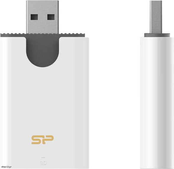 Silicon Power Combo White SD and microSD USB 3.2 Card Reader (SPU3AT5REDEL300W)