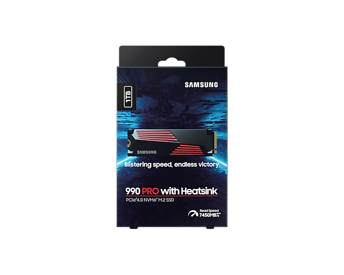 Samsung 1TB 990 PRO w/Heatsink MZ-V9P1T0CW M.2 2280 PCIe Gen4 x4 SSD