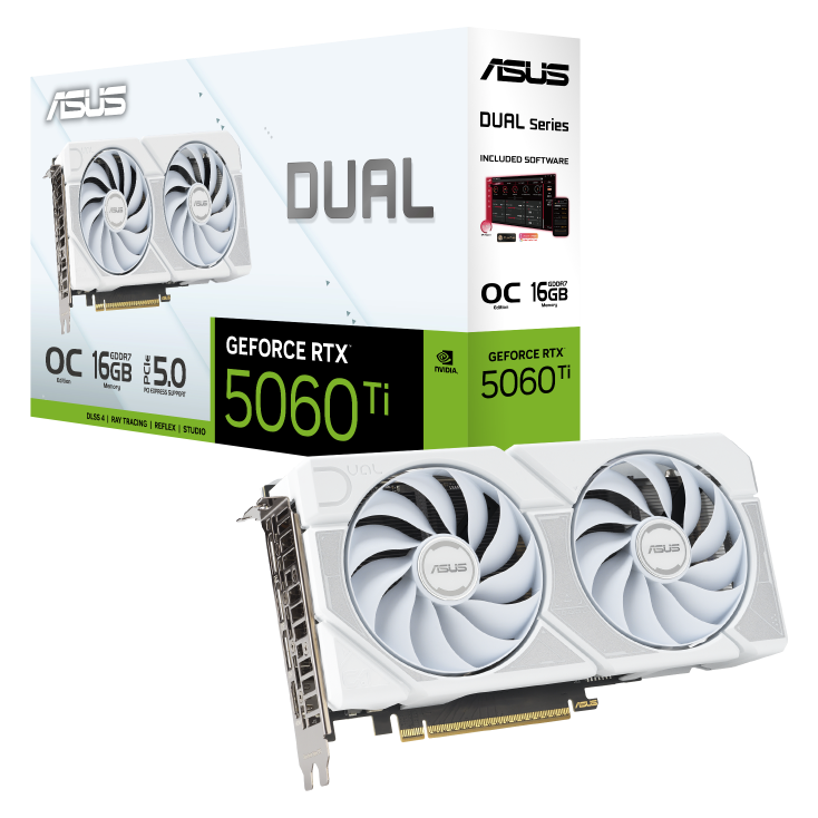 ASUS DUAL GeForce RTX 5060 Ti OC White 白色16GB GDDR7 DUAL