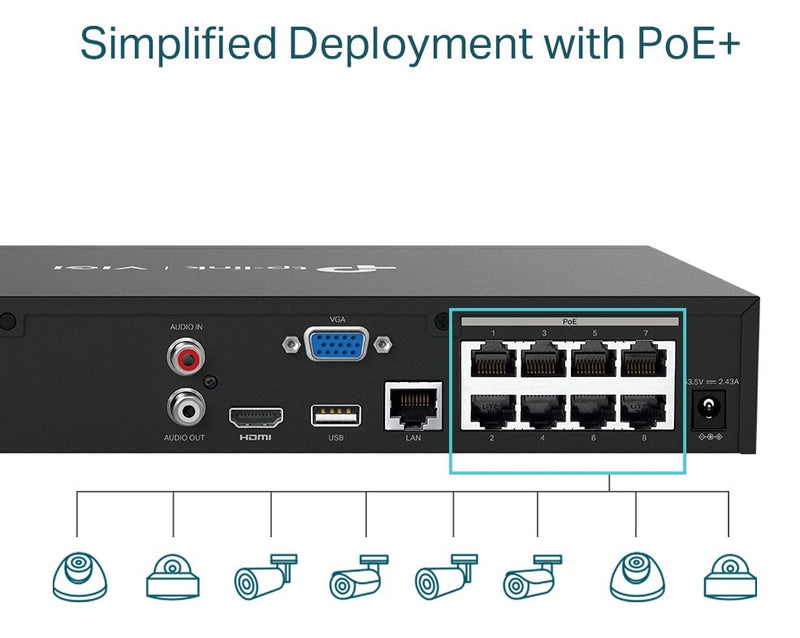 TP-Link Vigi NVR1008H-8MP 8 Channel PoE+ Network Video Recordereo Recorder