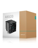 DeepCool AK620 Black 黑色 CPU Cooler, FK120 3-in-1 Cooling Fan, 6 Copper Heatpipes, 260W TDP (AIRDC-AK620) (TH-DAK620)