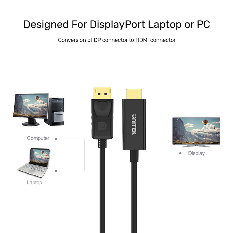UNITEK Y-5118CA 1.8M, DisplayPort to HDMI Cable (785-1681) 