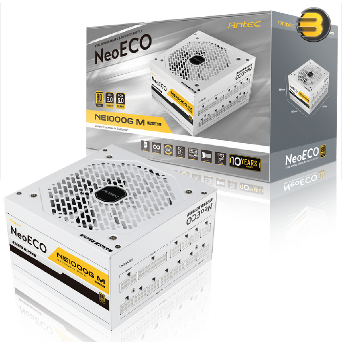 ANTEC 1000W NE1000G M WHITE ATX 3.0 NeoECO Gold Modular 80Plus Gold (N