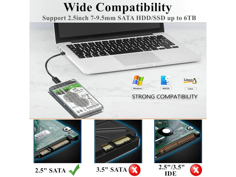 Maiwo MA-K2536C Black 2.5" SATA HDD/SSD Enclosure USB3.2 GEN1 Type C