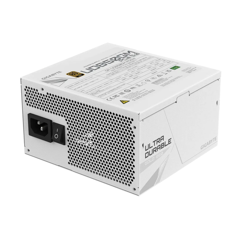 GIGABYTE 850W ULTRA DURABLE WHITE UD850GM PG5W ATX3.0 PCIE 5.0 80Plus GOLD Full Modular Power Supply (GP-UD850GM PG5W)