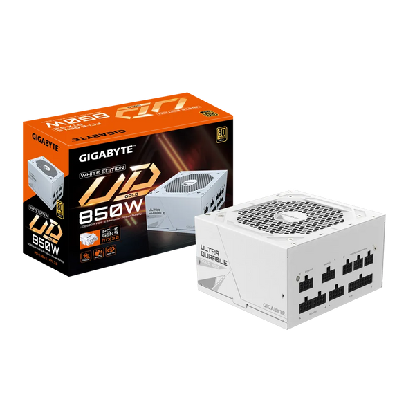 GIGABYTE 850W ULTRA DURABLE WHITE UD850GM PG5W ATX3.0 PCIE 5.0 80Plus GOLD Full Modular Power Supply (GP-UD850GM PG5W)