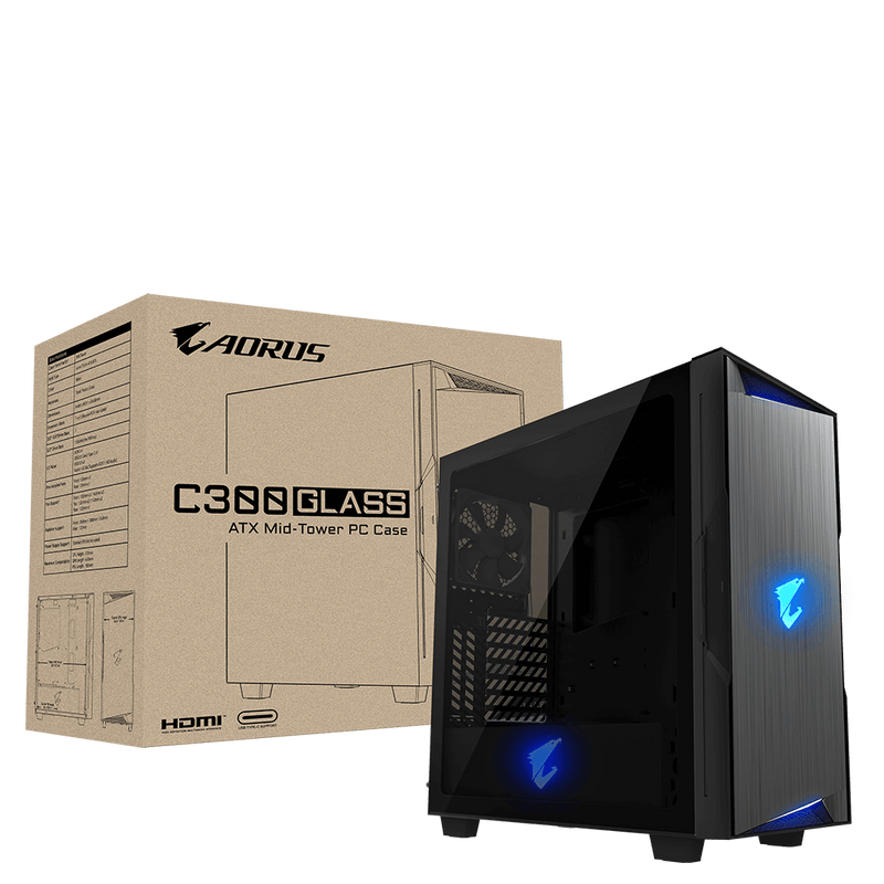 GIGABYTE AORUS C300 Glass RGB Black 黑色 ATX Case GB-AC300G