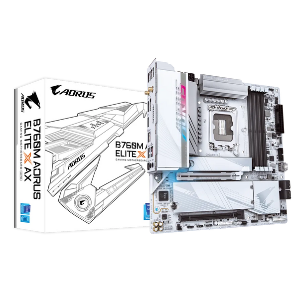 GIGABYTE B760M AORUS ELITE X AX DDR5,LGA 1700 mATX Motherboard 白色主機板