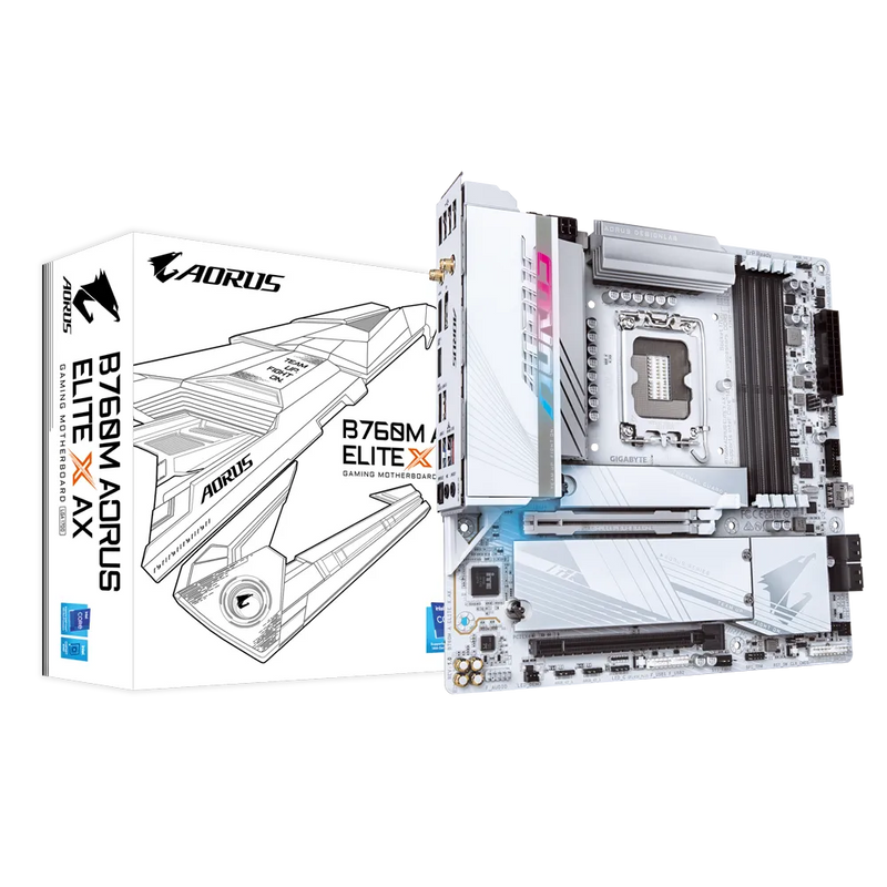GIGABYTE B760M AORUS ELITE X AX DDR5,LGA 1700 mATX Motherboard white motherboard