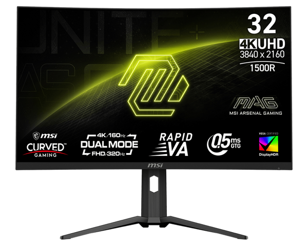 [最新產品] MSI 31.5" MAG 321CUPDF 160Hz/320Hz 4K UHD (16:9) 雙模式曲面量子點電競顯示器(HDMI2.1) (MO-MA32CPD)
