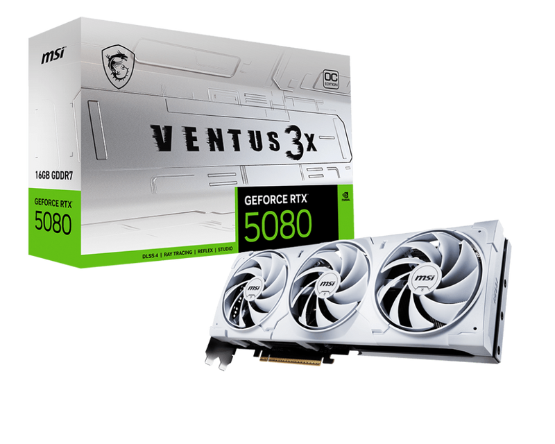 MSI GeForce RTX 5080 VENTUS 3X OC WHITE 白色 16GB GDDR7 (DI-N5080W1)