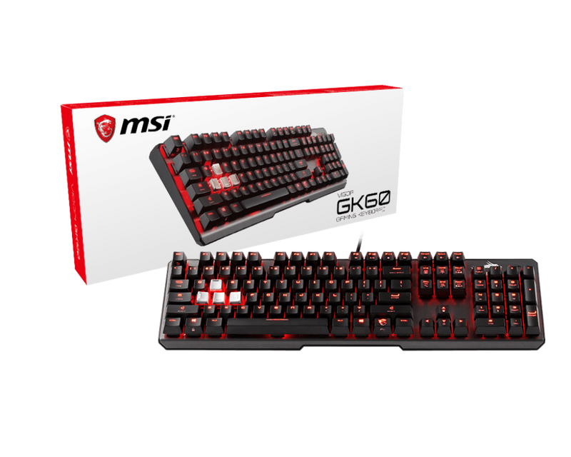 【熱賣中】MSI VIGOR GK60 CHERRY青軸紅色背光機械式鍵盤 (KB-MGK6CT)