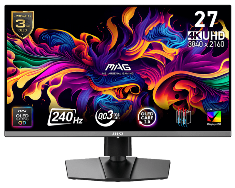 [最新產品] MSI 27" MAG 272UP QD-OLED X24 240Hz 4K UHD QD-OLED (16:9) 電競顯示器 MO-MA27UQO