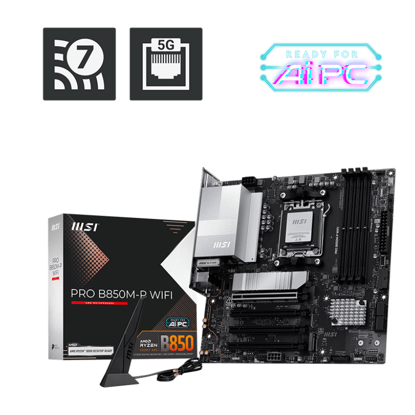 MSI PRO B850M-P WIFI DDR5,Socket AM5 mATX Motherboard (MB-RB85MPW)
