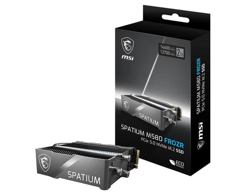 MSI 2TB SPATIUM M580 w/Heatsink PCIe 5.0 NVMe M.2 FROZR SSD HD-M5802TF