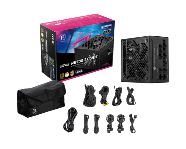 MSI 850W MPG A850GS PCIE5 80Plus Gold Full Modular Power Supply (PS-MPA85SS)