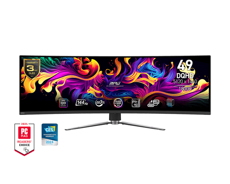 [最新產品] MSI 49" MPG491CQPX QD-OLED 240Hz 5K 5120x1440 DQHD (32:9) 曲面電競顯示器 MO-MP49XQO