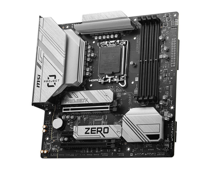 MSI B760M PROJECT ZERO DDR5,LGA 1700 mATX Motherboard 背插式主機板