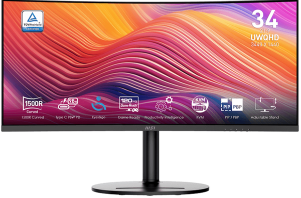 [Latest Product] MSI 34" Modern MD342CQP 120Hz WQHD 3440x1440 VA (21:9) Curved Monitor (MO-MD34CQP) 