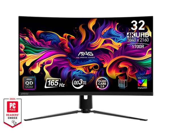 [最新產品] MSI 31.5" MAG321CUP QD-OLED 165Hz 4K UHD (16:9) 曲面量子點電競顯示器(HDMI2.1) (MO-MA32CPO)