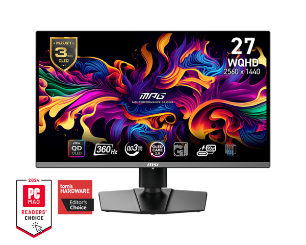 [最新產品] MSI 26.5" MPG 271QRX QD-OLED E2 360Hz 2K QHD OLED (16:9) 電競顯示器(HDMI2.1) (MO-MP27QRX)